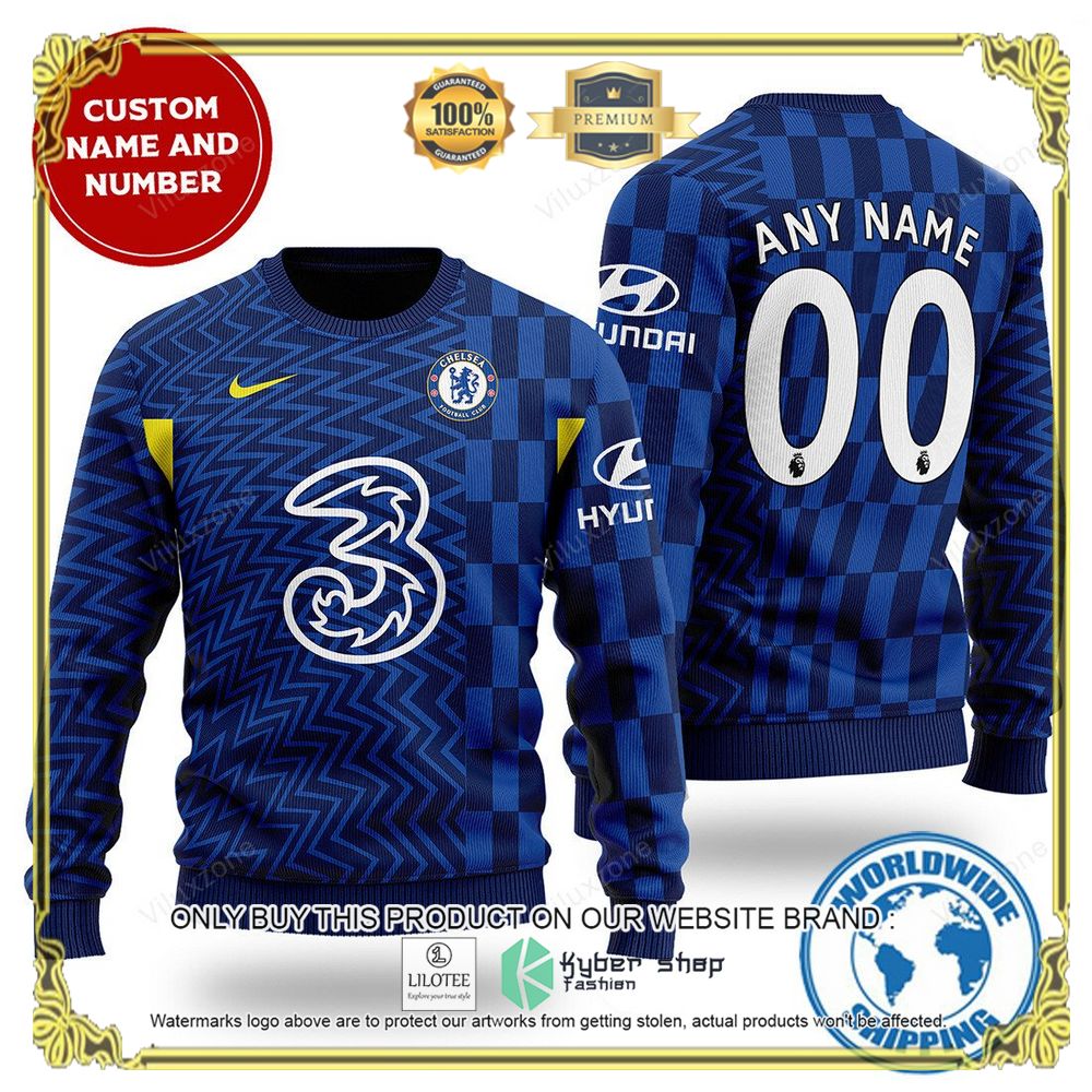 Chelsea Navy Blue Personalized Ugly Christmas Sweater - LIMITED EDITION 2