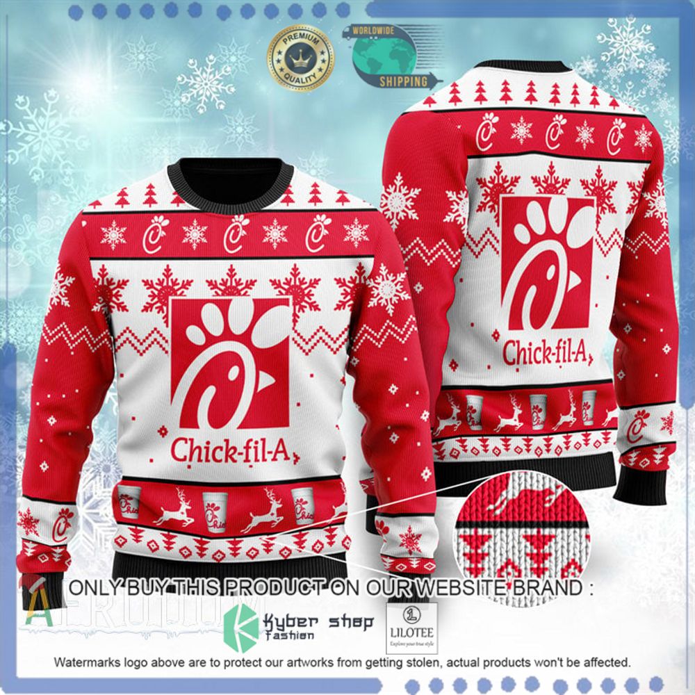 chick fil a red white christmas sweater 1 22287