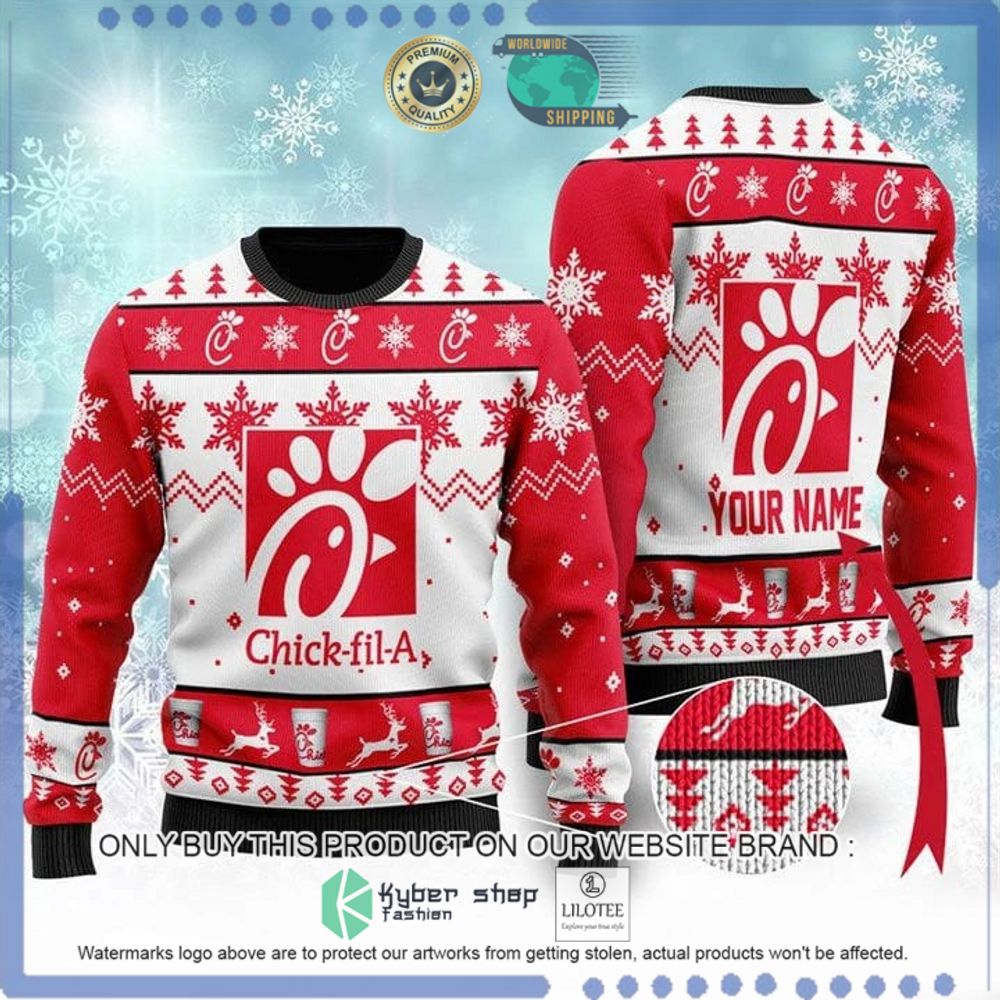 chick fil a your name red white christmas sweater 1 23586