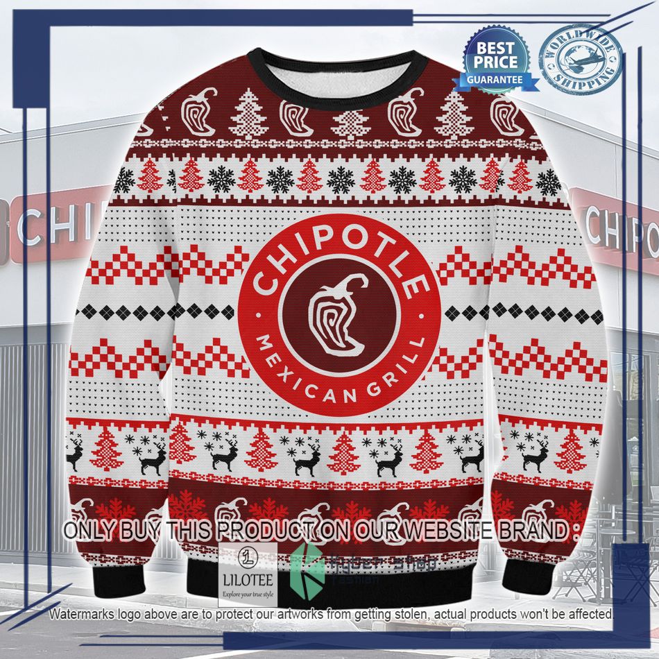 chipotle mexican grill ugly christmas sweater 1 12189