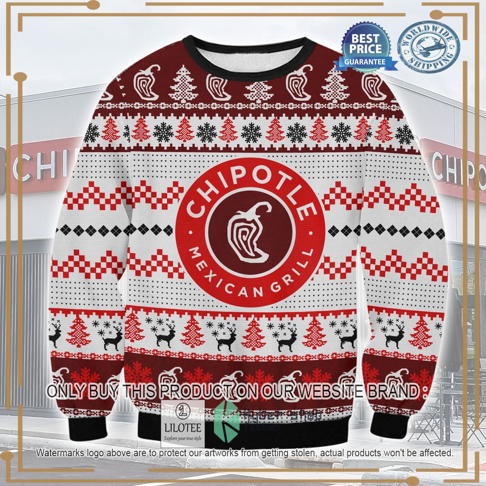 chipotle mexican grill ugly christmas sweater 1 55170