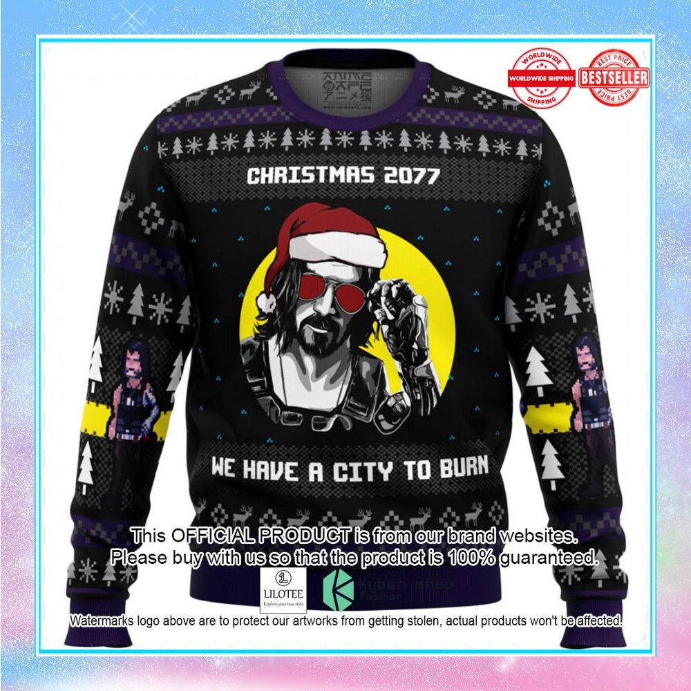 christmas 2077 cyberpunk 2077 christmas sweater 1 12