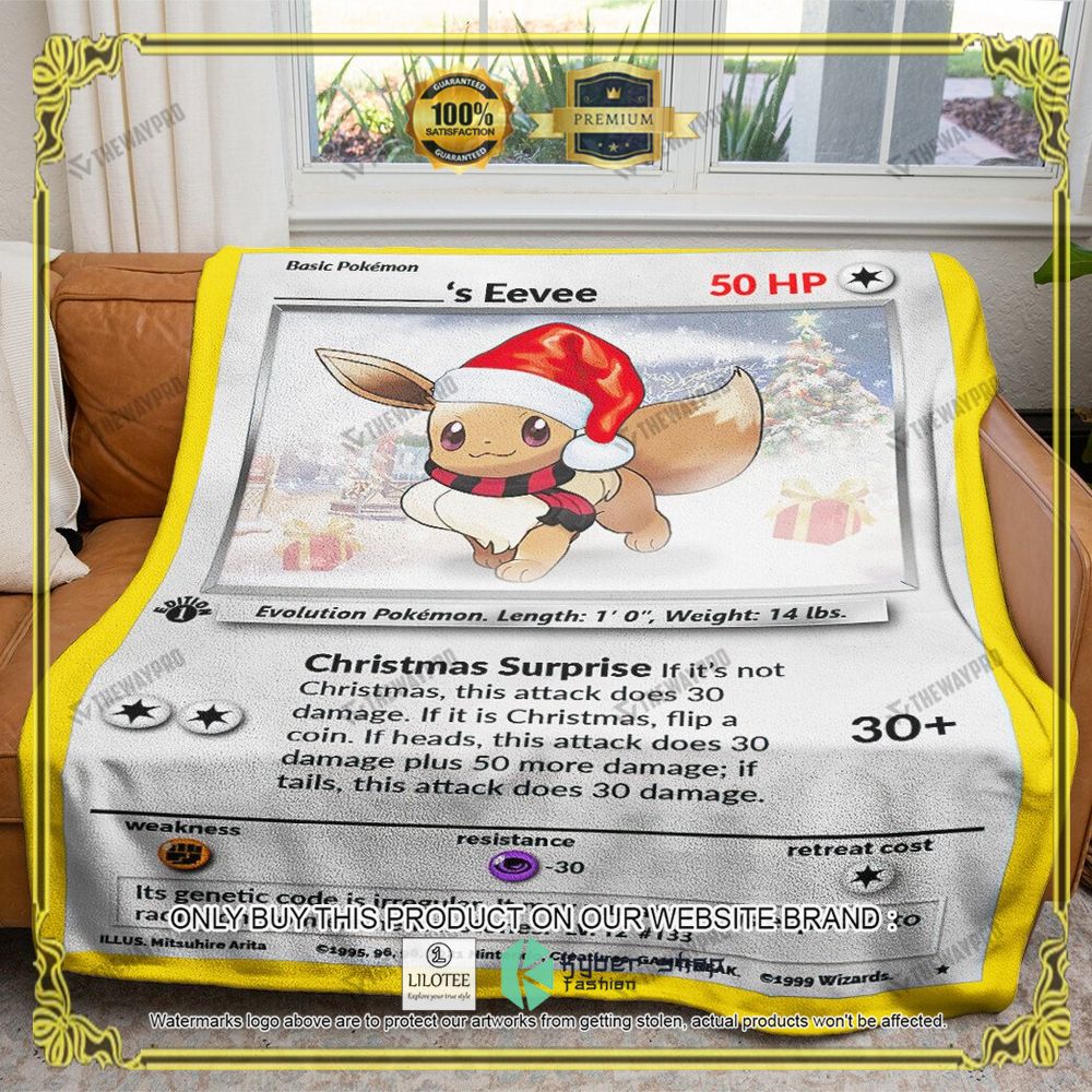 Christmas Eevee Custom Name Anime Pokemon Blanket - LIMITED EDITION 4