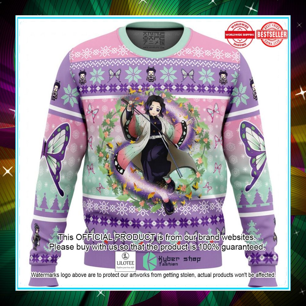 christmas kochou shinobu demon slayer sweater christmas 1 813