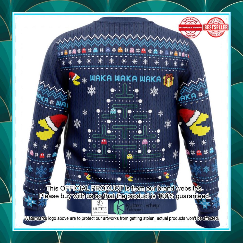 christmas tree pac man blue sweater 4 939