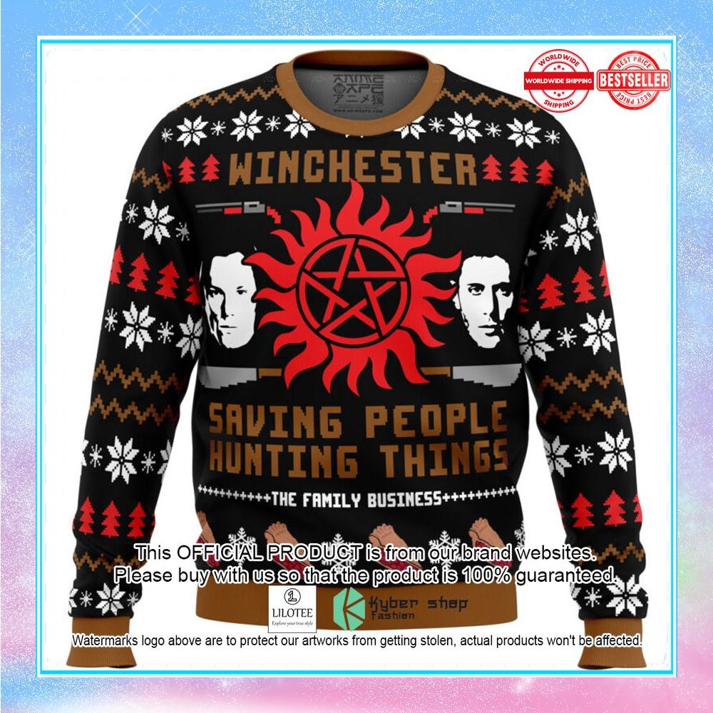 christmas with the winchesters supernatural christmas sweater 1 133