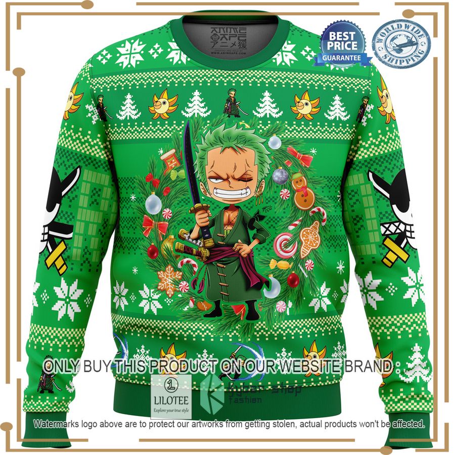 christmas zoro one piece christmas sweater 1 51182