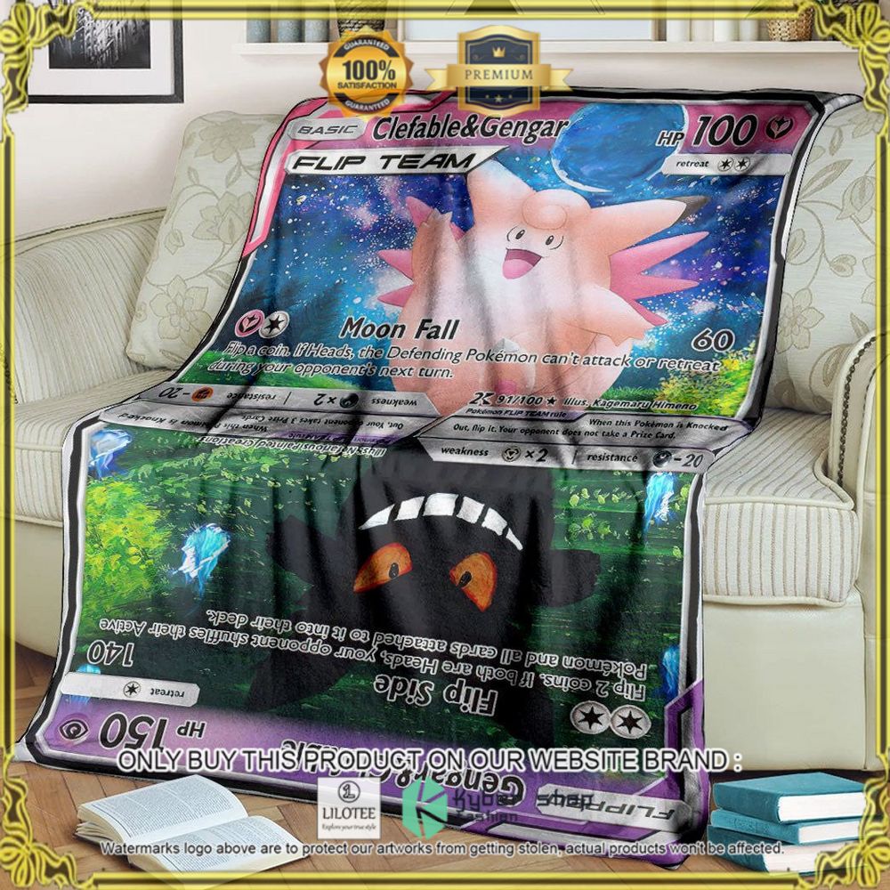 Clefable and Gengar Flip Team Custom Pokemon Soft Blanket - LIMITED EDITION 6