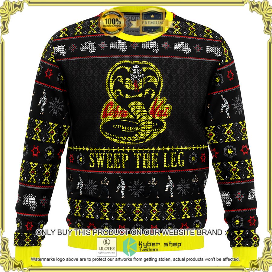 cobra kai the karate kid sweep the leg christmas sweater 1 35660