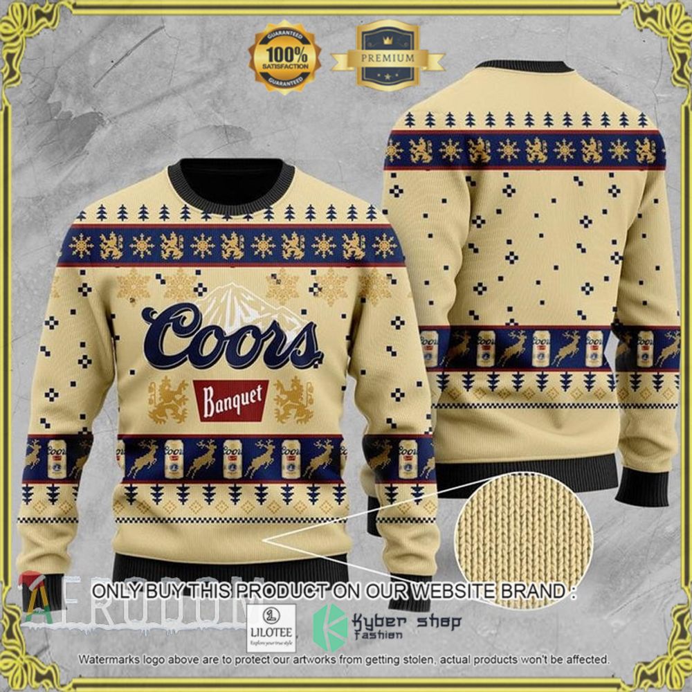 coors banquet yellow blue christmas sweater 1 38559
