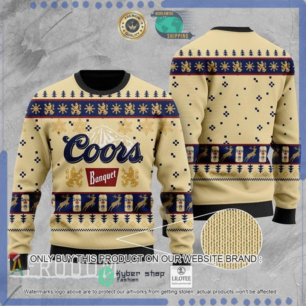 coors banquet yellow blue christmas sweater 1 39384