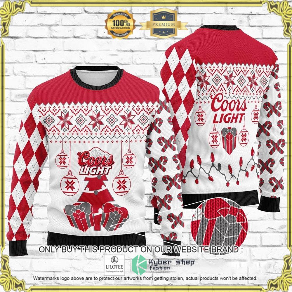 coors light beer red white christmas sweater 1 21705