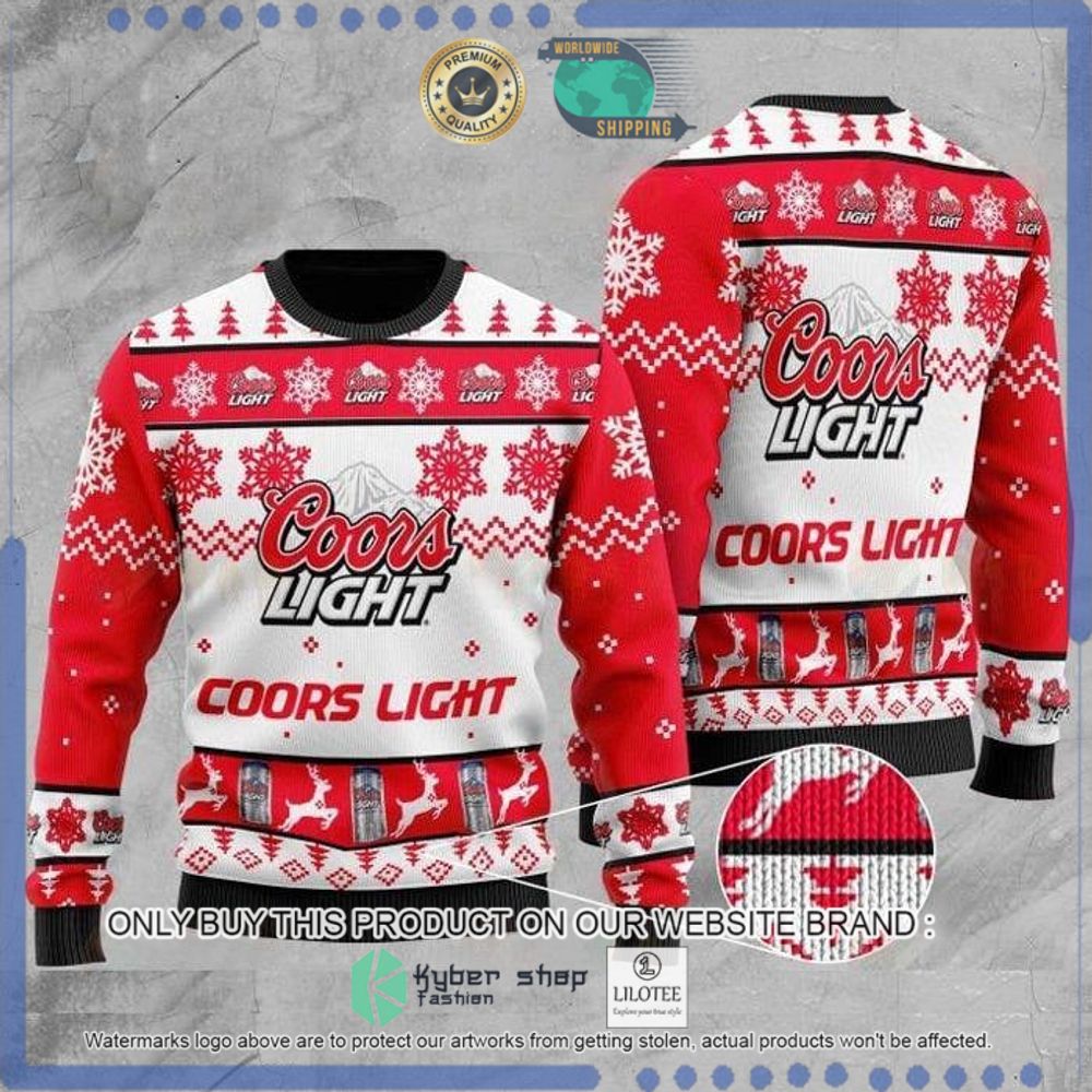 coors light beer white red christmas sweater 1 35550