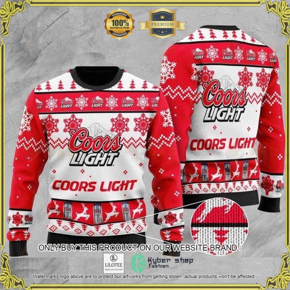coors light beer white red christmas sweater 1 43250
