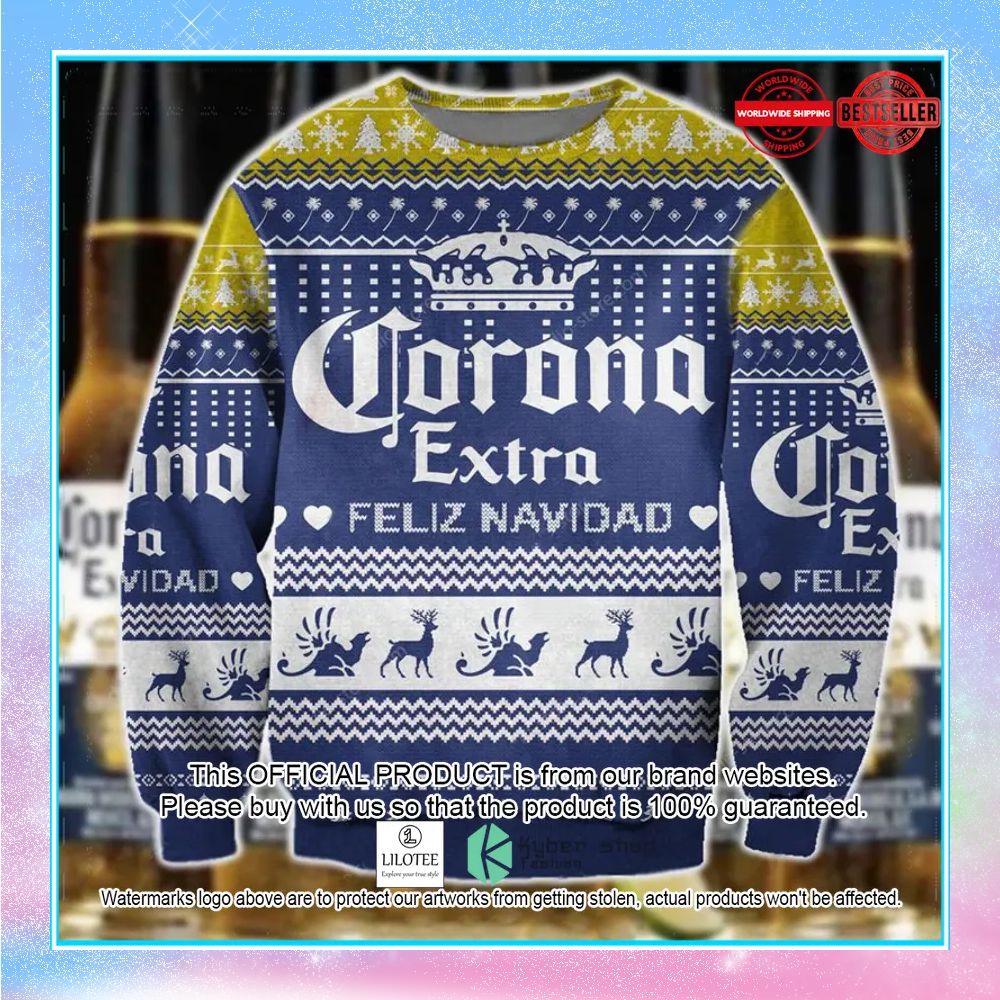 corona extra feliz navidad christmas sweater 1 313