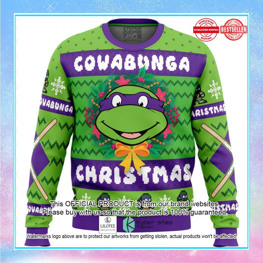 cowabunga donatello christmas teenage mutant ninja turtles christmas sweater 1 694