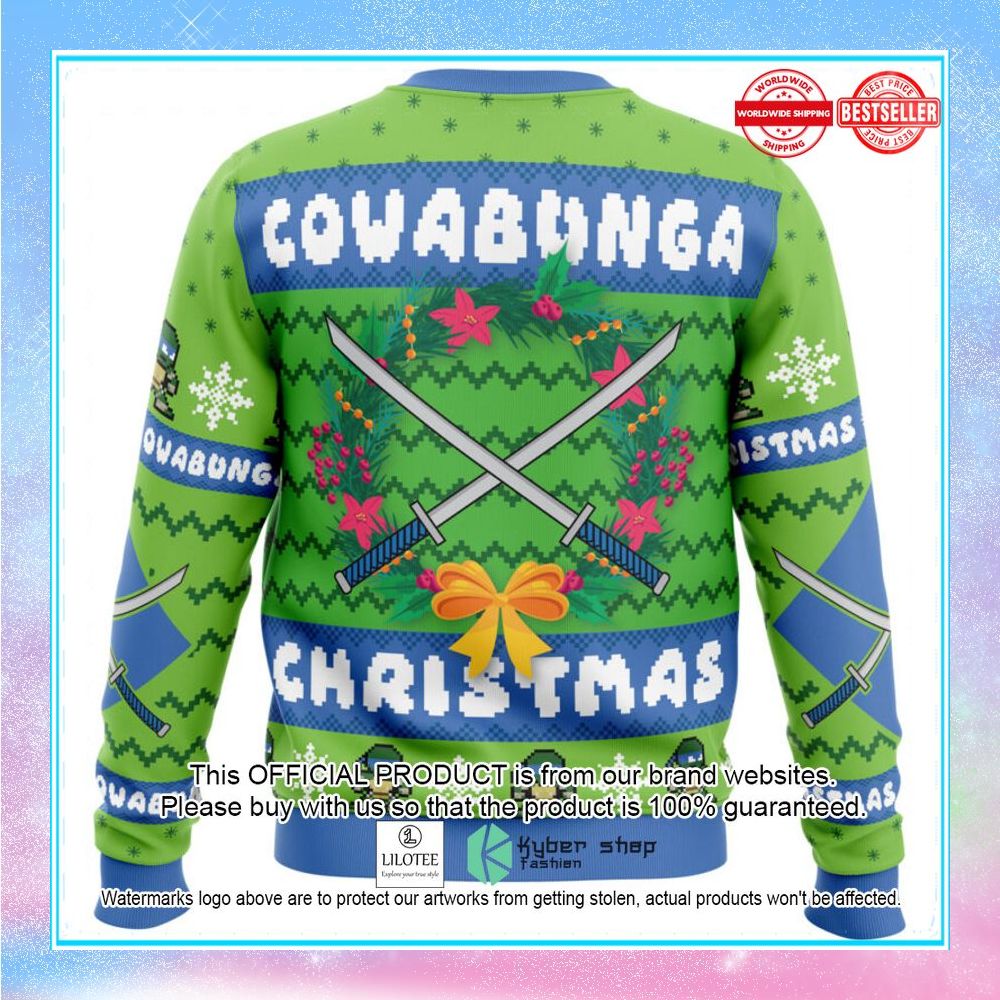 cowabunga leonardo christmas teenage mutant ninja turtles christmas sweater 2 466