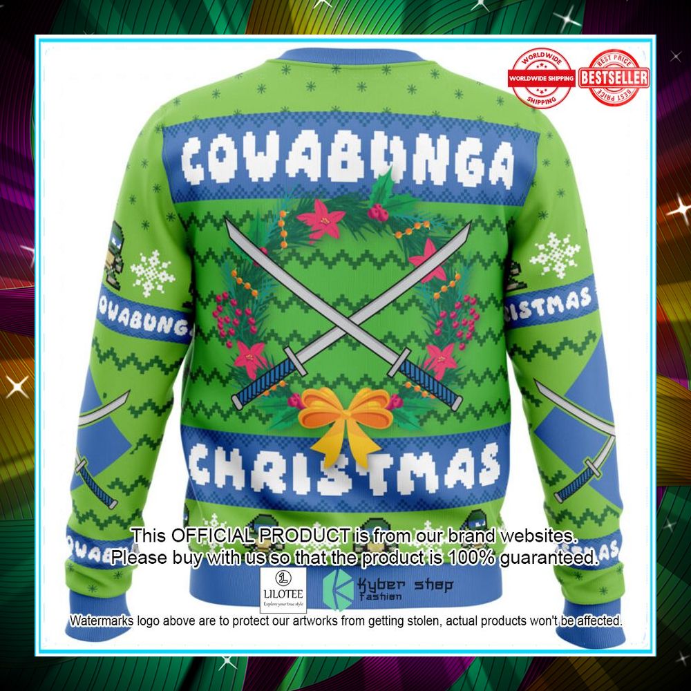 cowabunga leonardo christmas teenage mutant ninja turtles christmas sweater 2 913