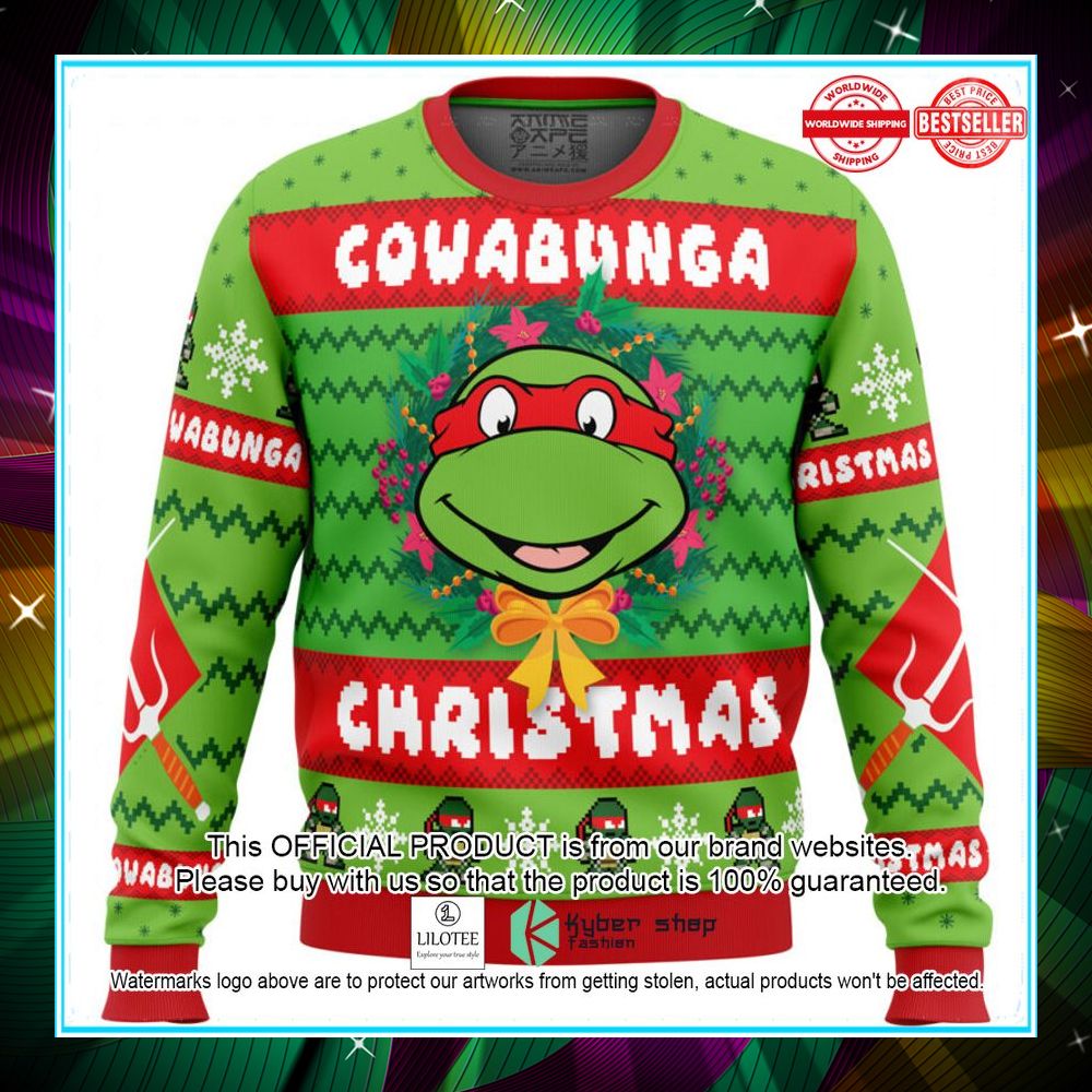 cowabunga raphael christmas teenage mutant ninja turtles christmas sweater 1 110
