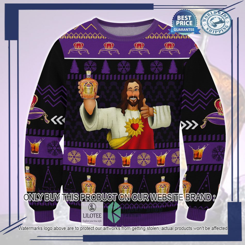 crown royal jesus like ugly christmas sweater 1 32169