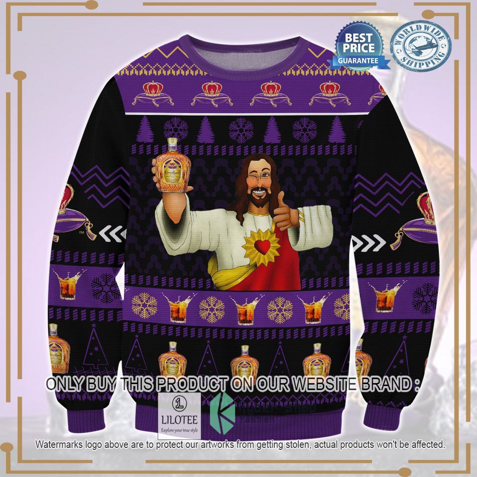 crown royal jesus like ugly christmas sweater 1 76213