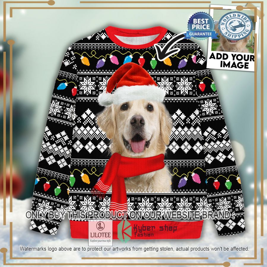 custom pet photo christmas light christmas sweater 1 53975
