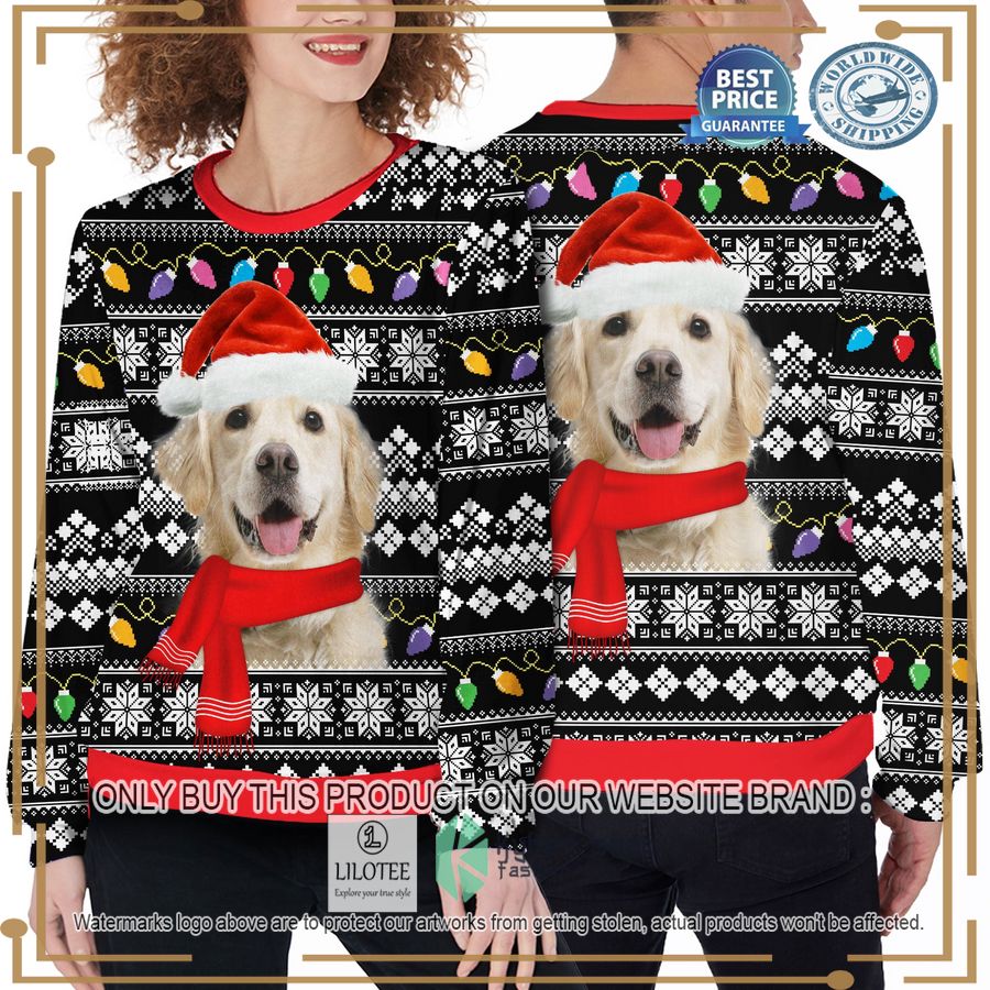 custom pet photo christmas light christmas sweater 2 74641