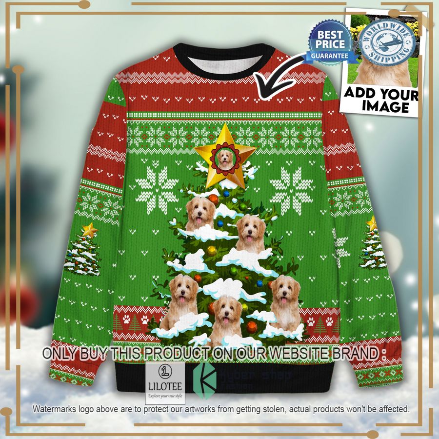 custom pet photo christmas light tree christmas sweater 1 22179
