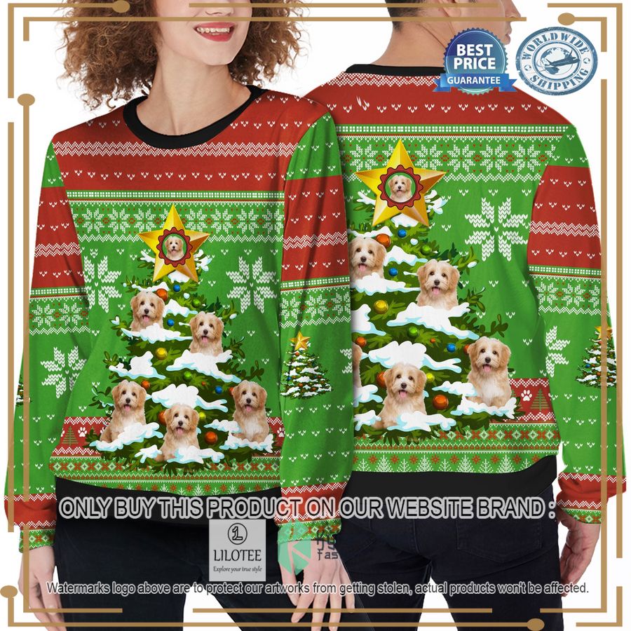 custom pet photo christmas light tree christmas sweater 2 16983