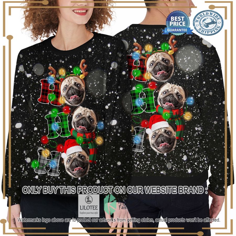 custom pet photo ho ho ho christmas light christmas sweater 2 52445