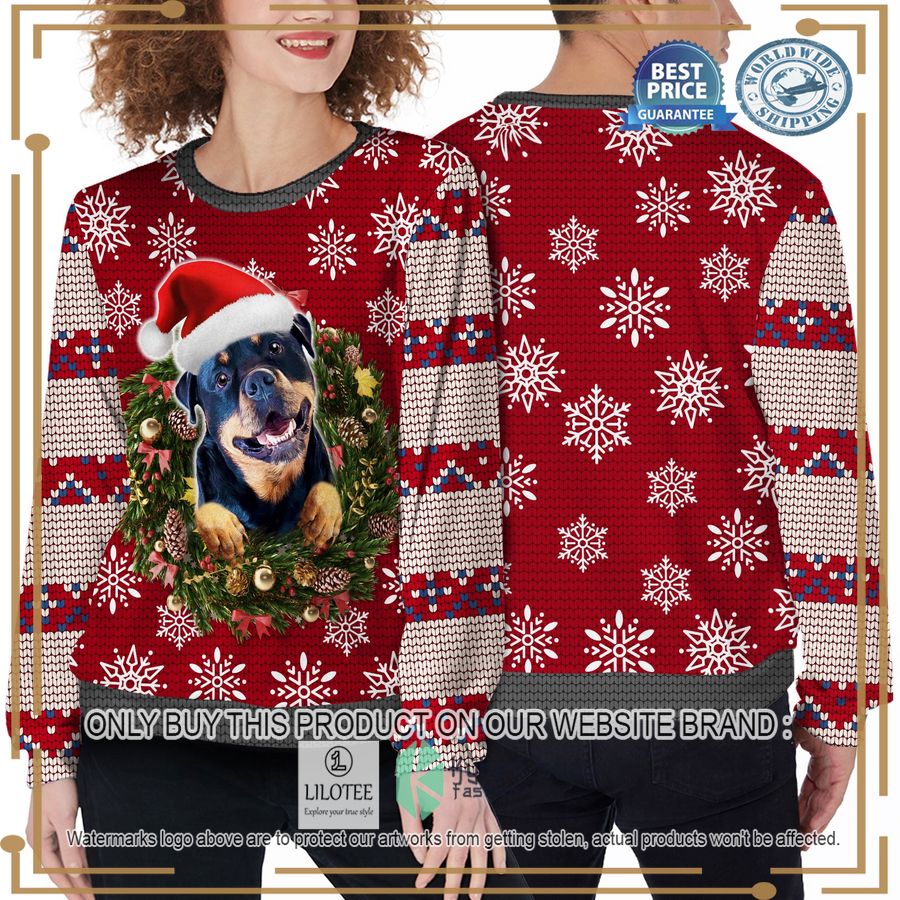 custom pet photo laurel wreath christmas sweater 2 97985