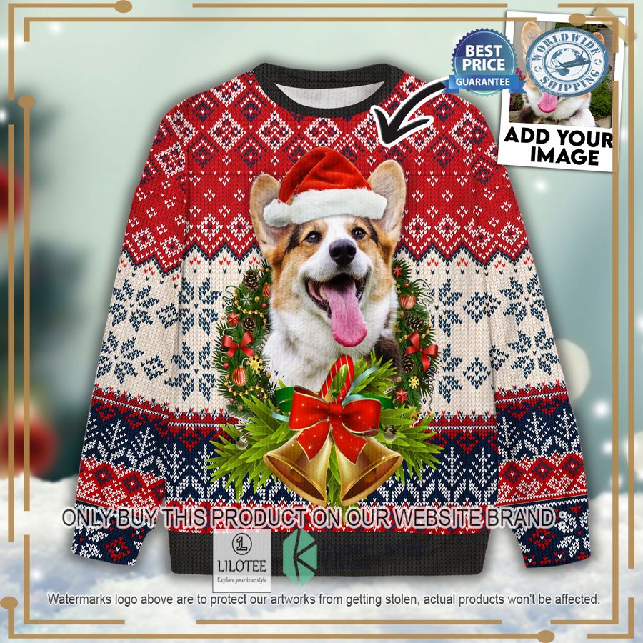 custom pet photo laurel wreath vintage pattern christmas sweater 1 81086