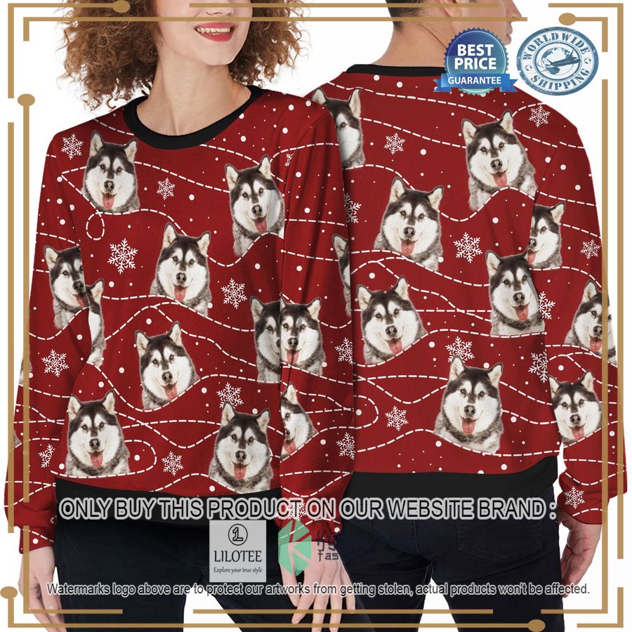 custom pet photo snow and line christmas sweater 2 79385