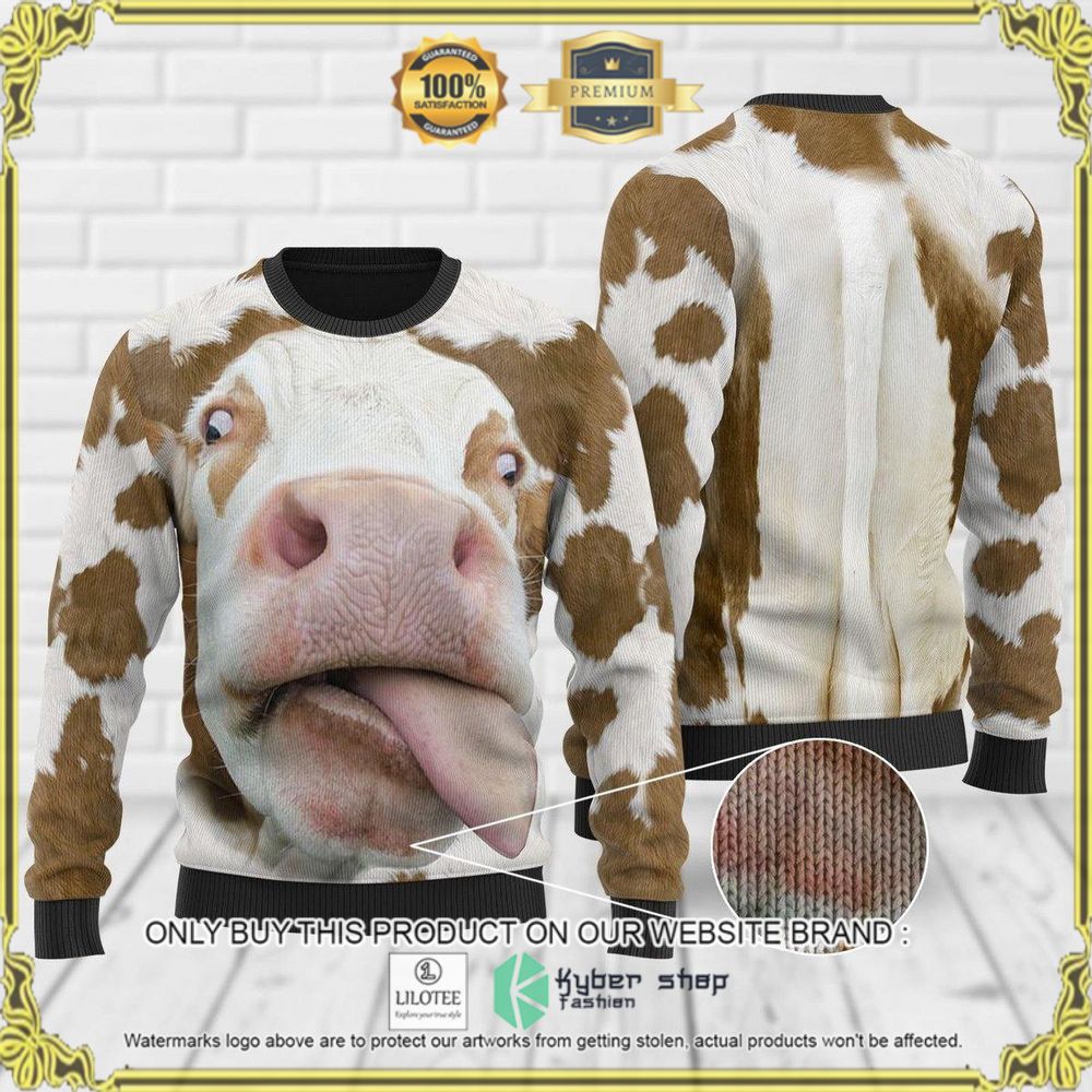 cute cow cream white christmas sweater 1 94037
