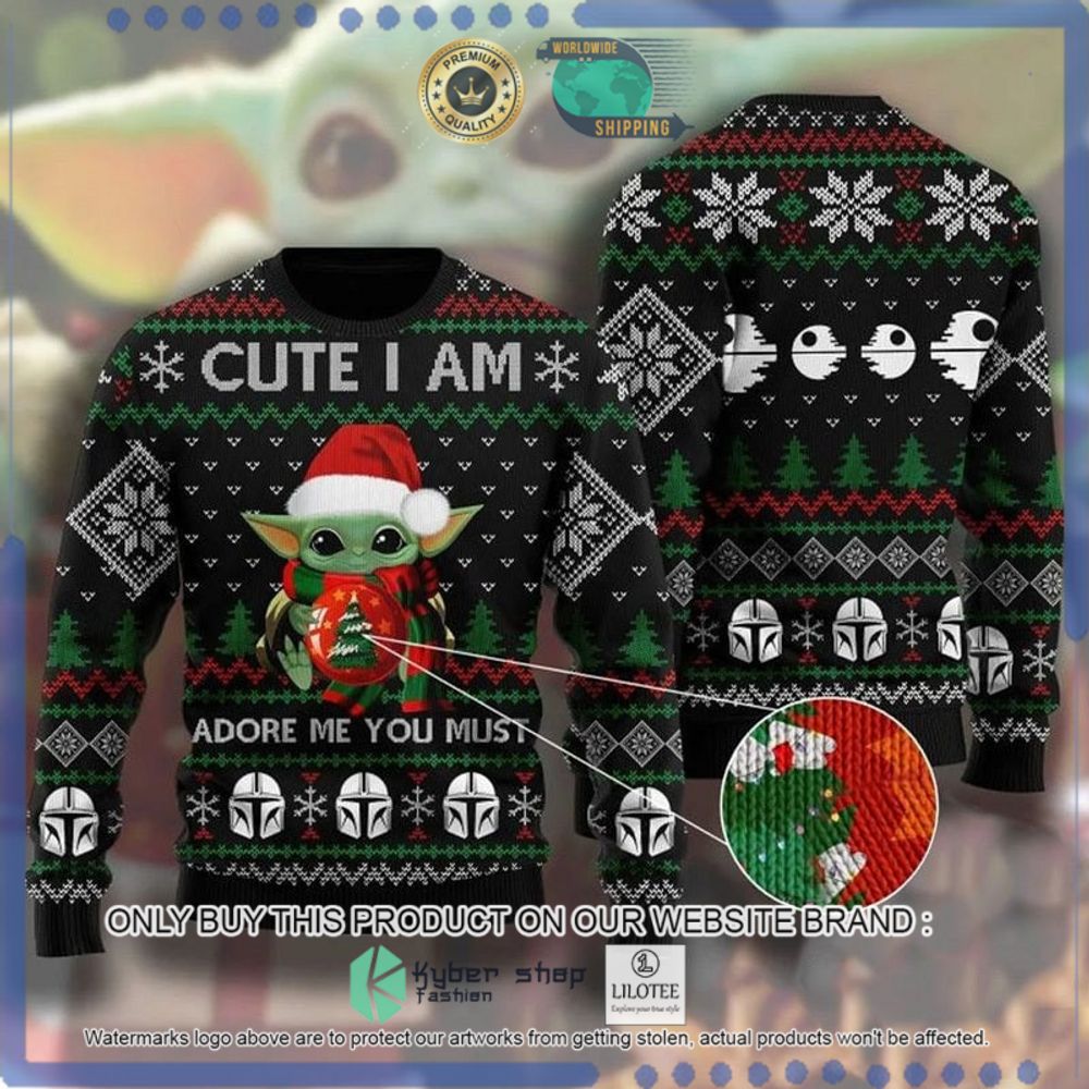 cute i am adore me you must baby yoda star wars christmas sweater 1 2816