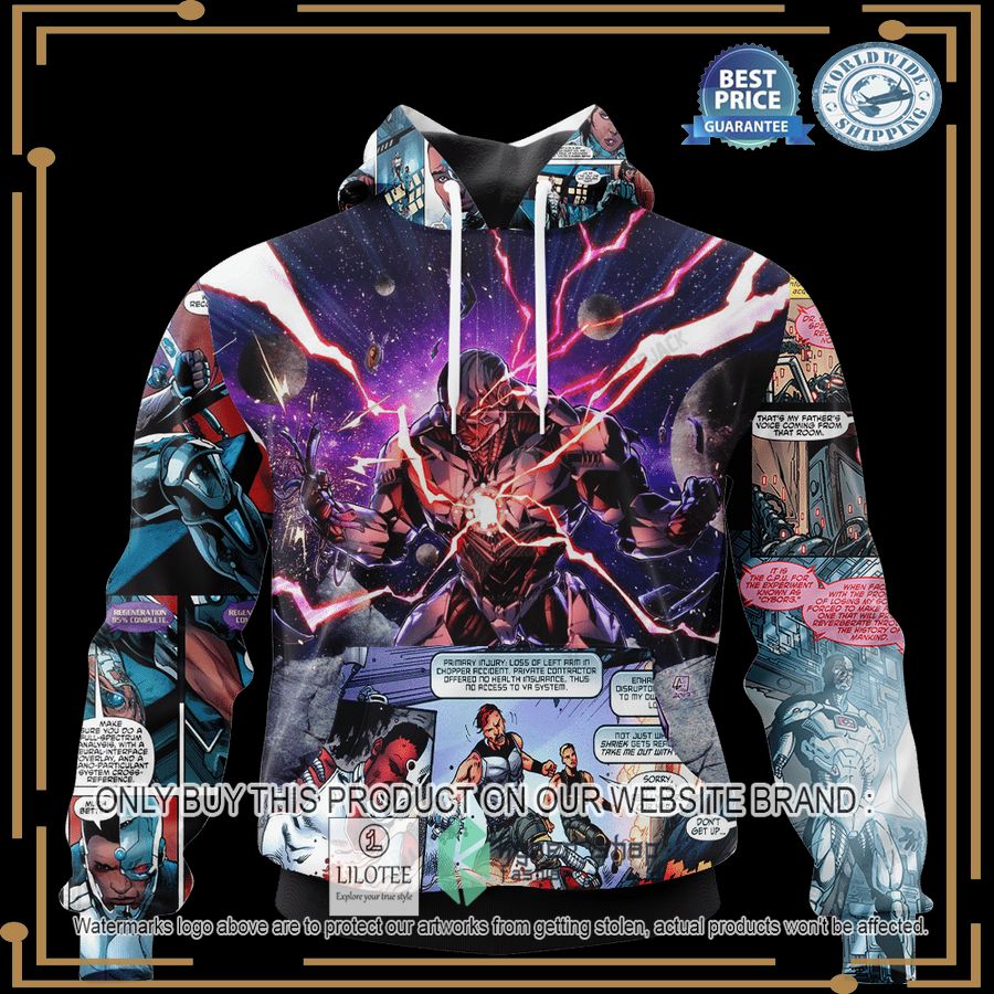 cyborg dc comics universe comic page hoodie hoodie mask 1 47403