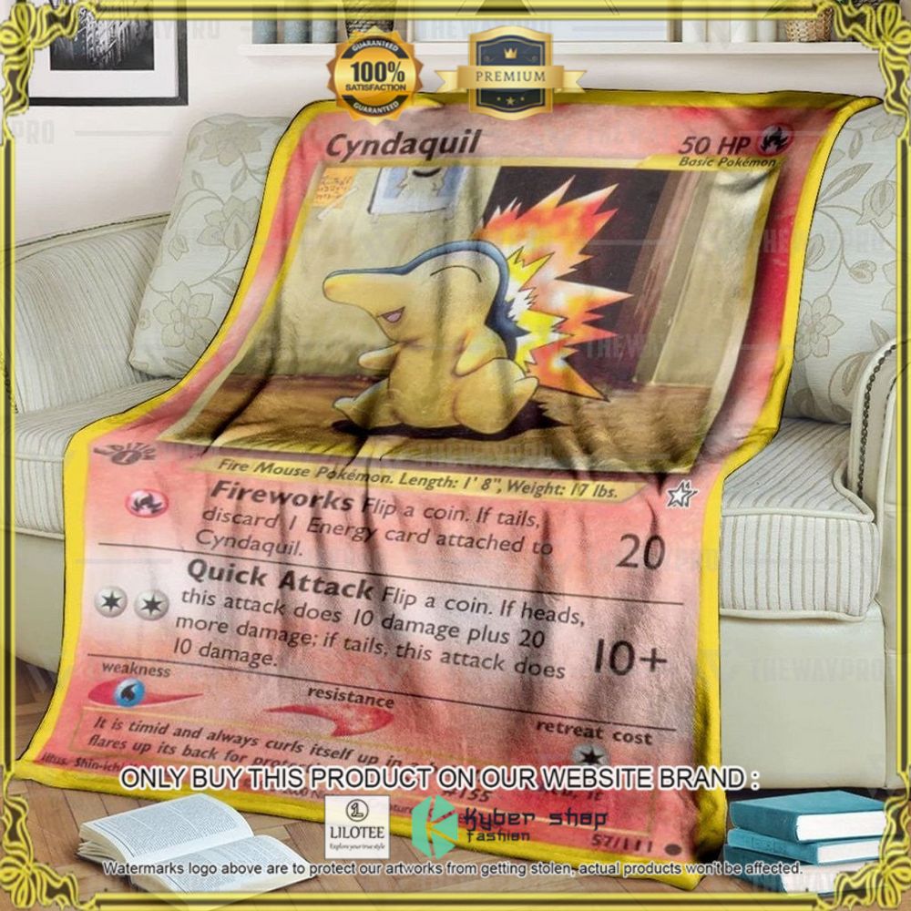 Cyndaquil 1st Edition Fireworks Custom Pokemon Soft Blanket - LIMITED EDITION 7