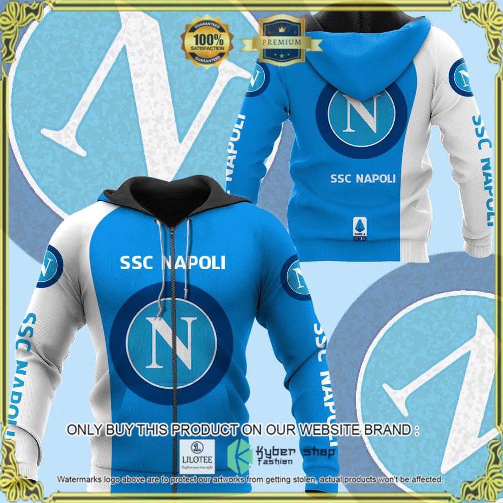 SSC Napoli FC Blue White 3D Hoodie, Zip Hoodie - LIMITED EDITION 2