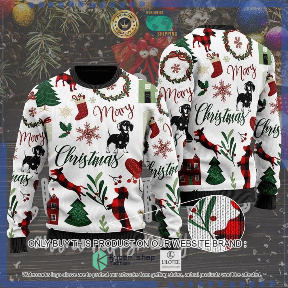 dachshund pattern christmas sweater 1 40525