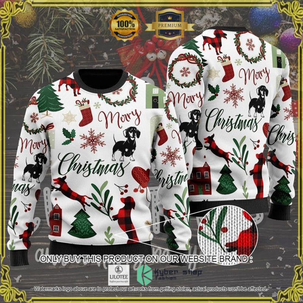 dachshund pattern christmas sweater 1 75725