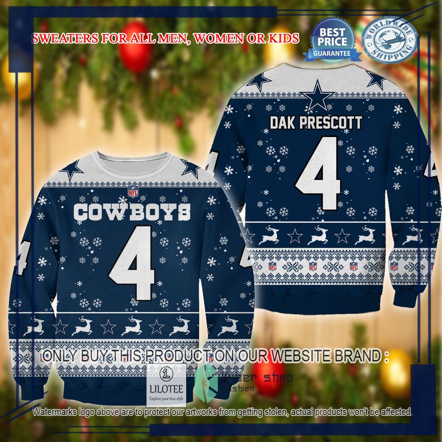 dak prescott dallas cowboys christmas sweater 1 40874