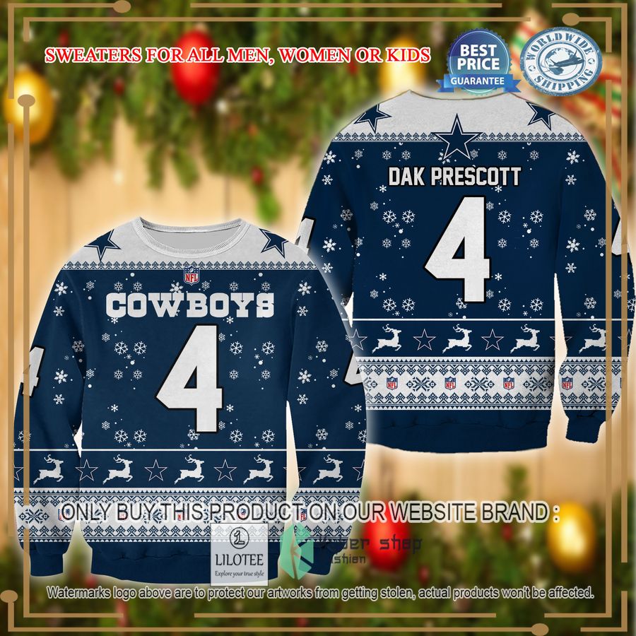 dak prescott dallas cowboys christmas sweater 1 54811