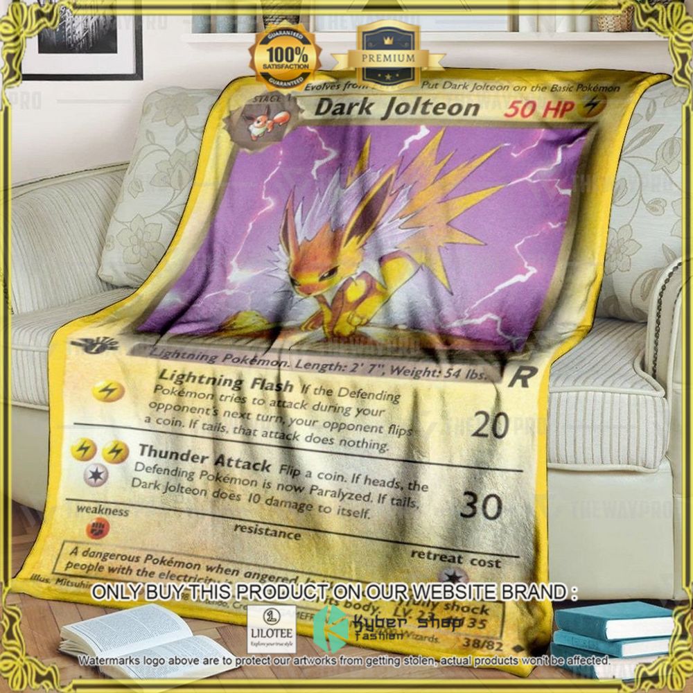 Dark Jolteon 1st Edition Custom Pokemon Soft Blanket - LIMITED EDITION 6