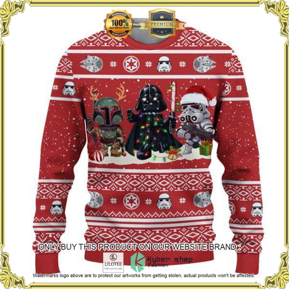 darth vader and stormtrooper and boba feet star wars christmas sweater 1 15932