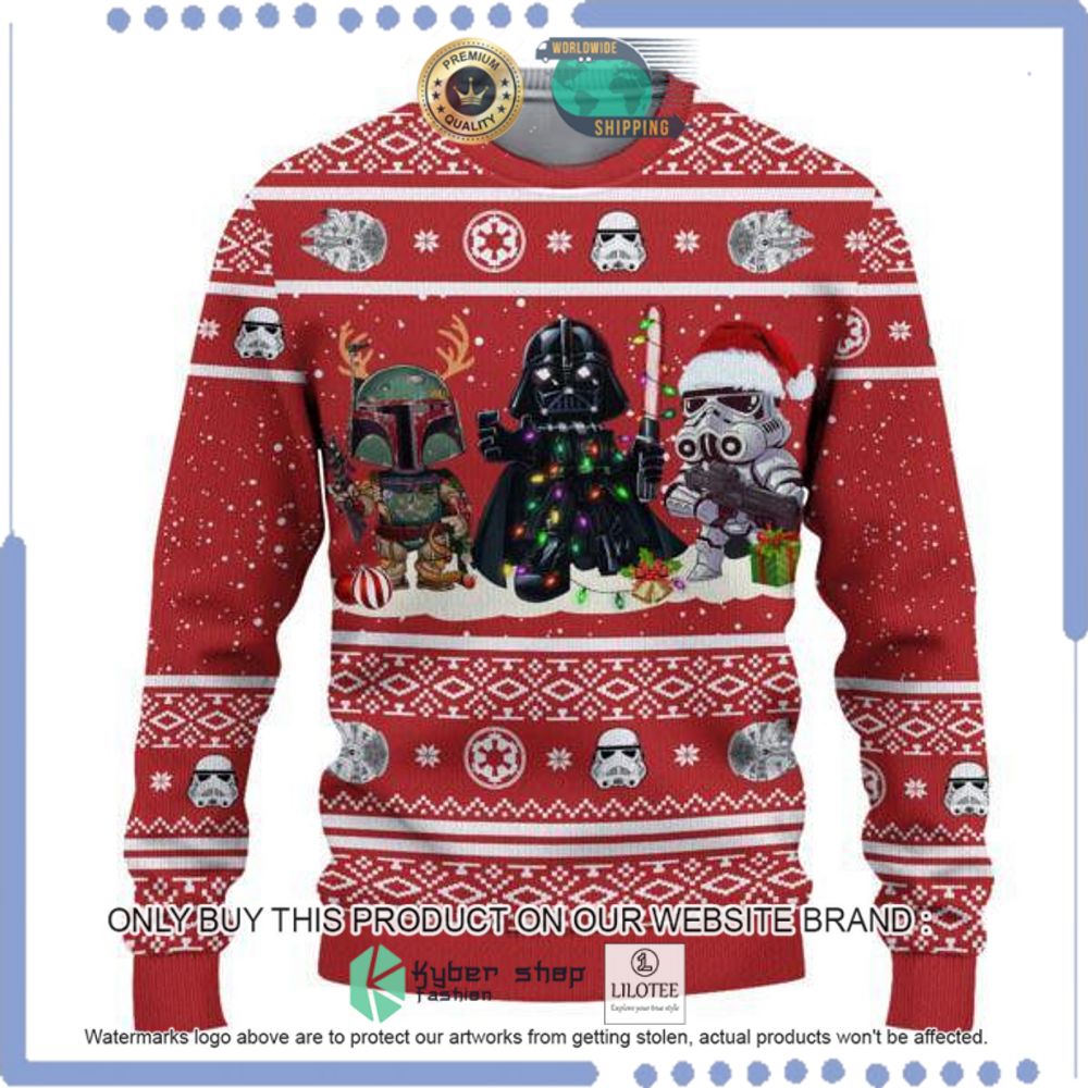 darth vader and stormtrooper and boba feet star wars christmas sweater 1 34881