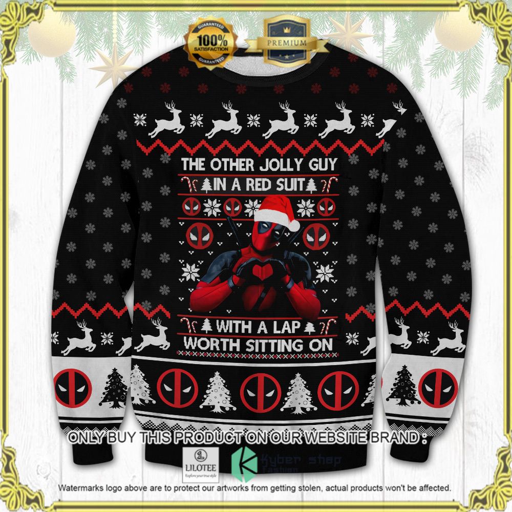 deadpool the other jolly guy black white ugly sweater 1 4288