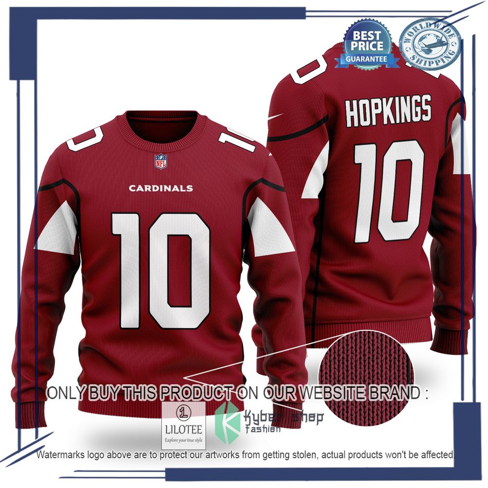 deandre hopkins 10 arizona cardinals nfl red wool sweater 1 23933