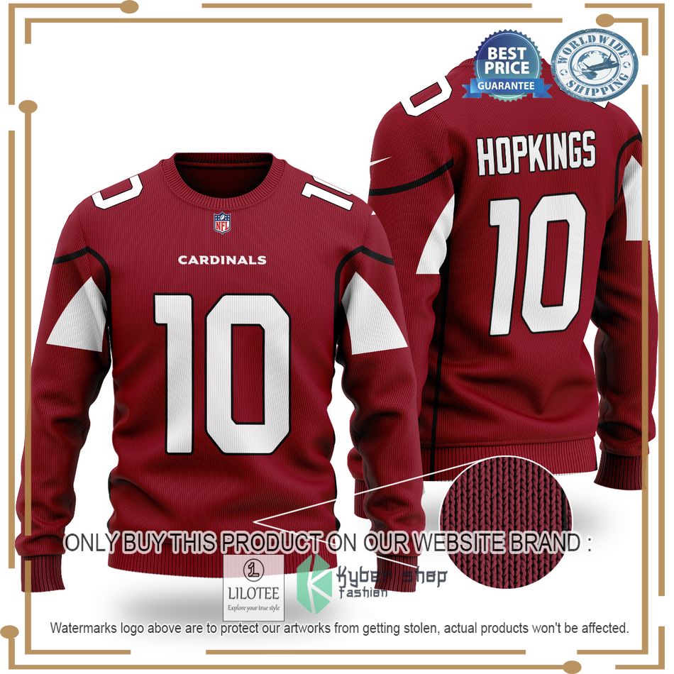 deandre hopkins 10 arizona cardinals nfl red wool sweater 1 37483