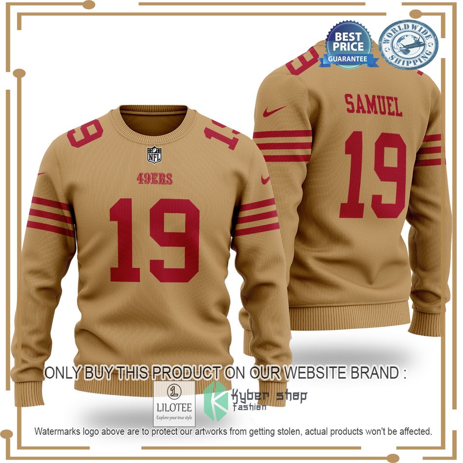 deebo samuel 19 san francisco 49ers nfl brown wool sweater 1 43737