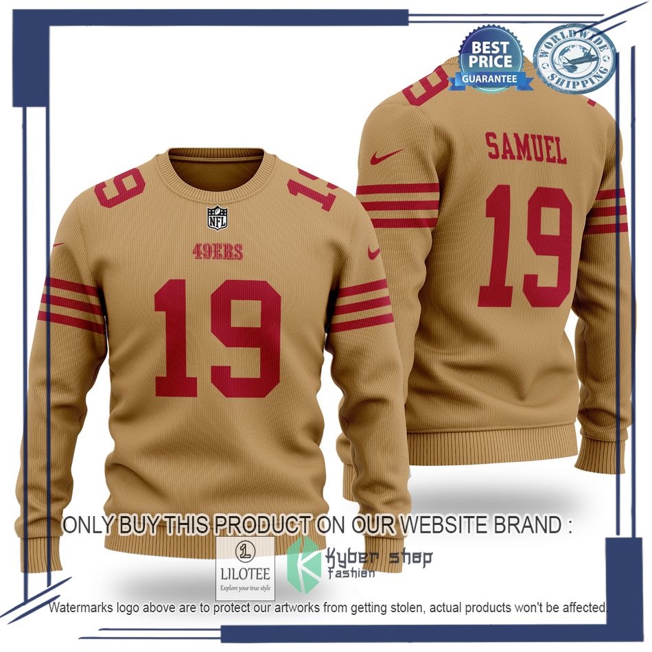 deebo samuel 19 san francisco 49ers nfl brown wool sweater 1 46146